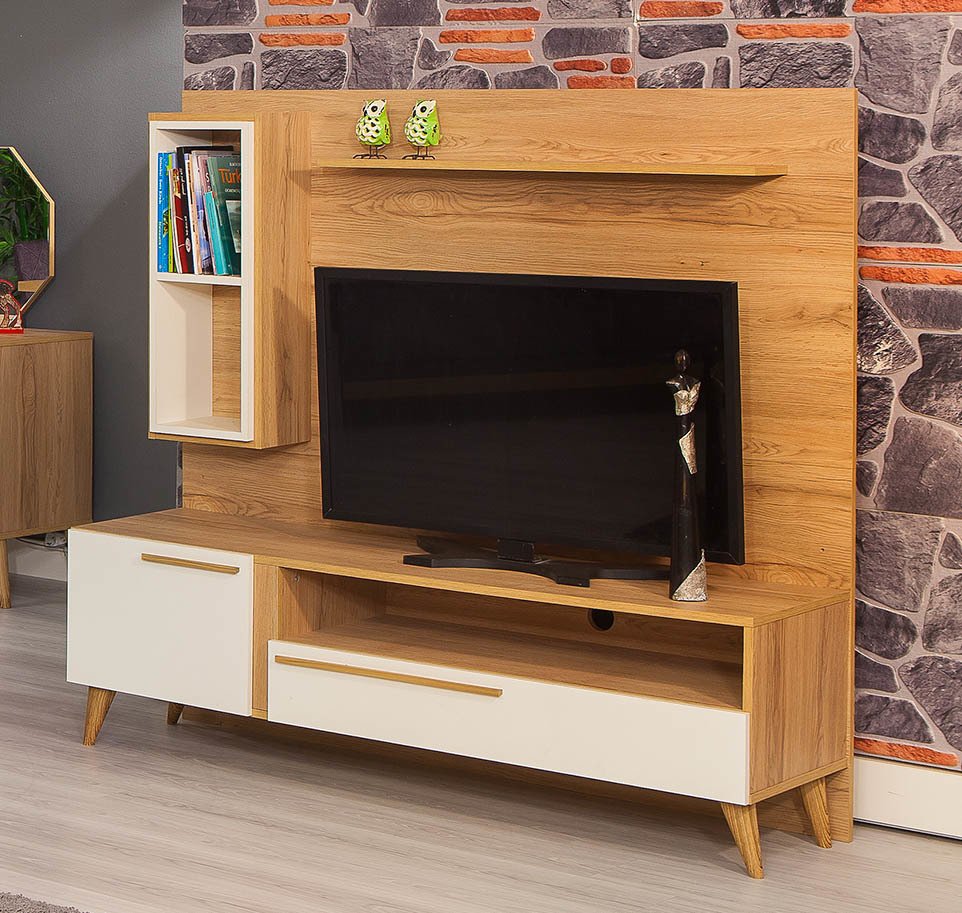 ترابيزة تلفزيون 160×44سم -أبيض×خشبي RA013