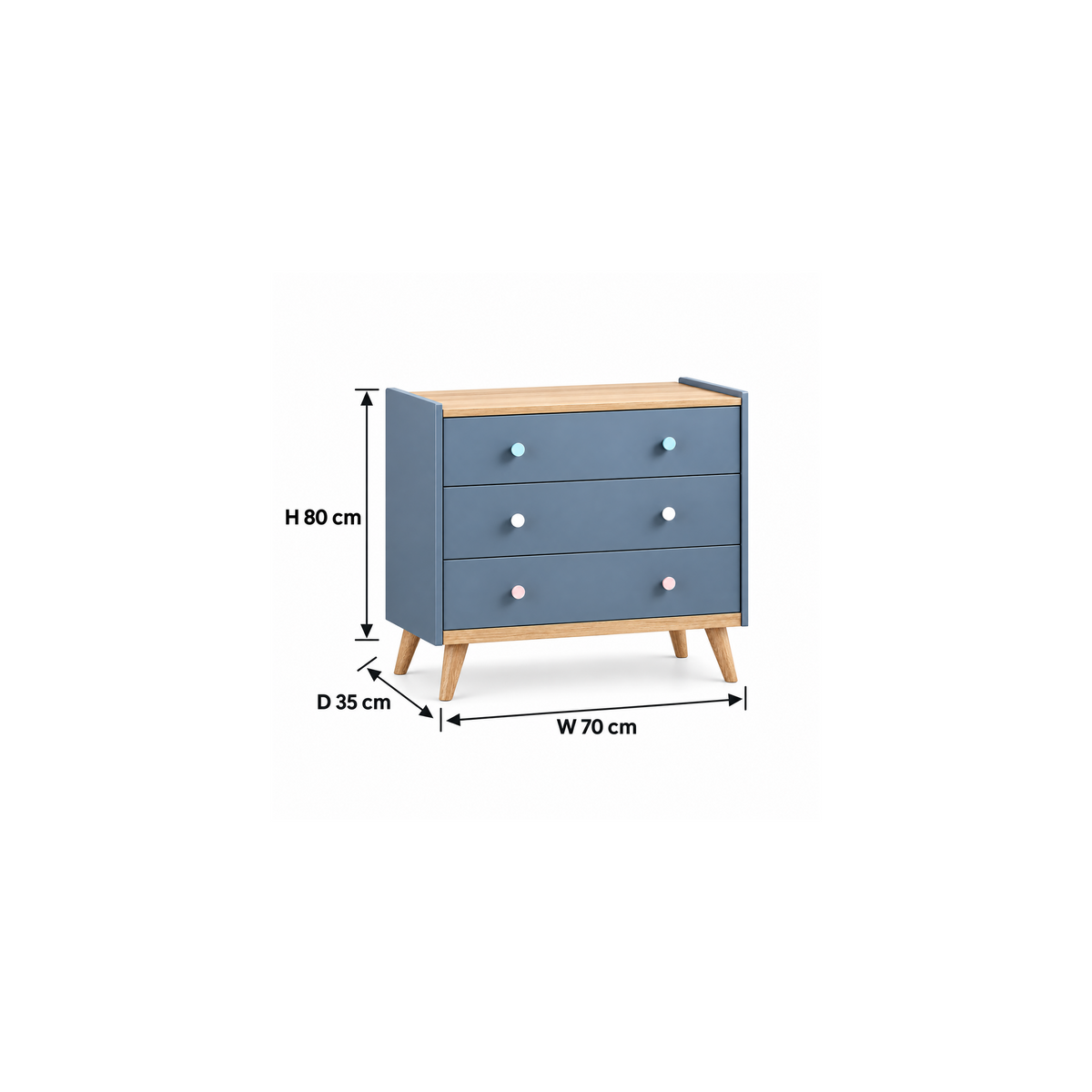 وحدة أدراج مودرن 70×35سم-أزرق غباري RA085