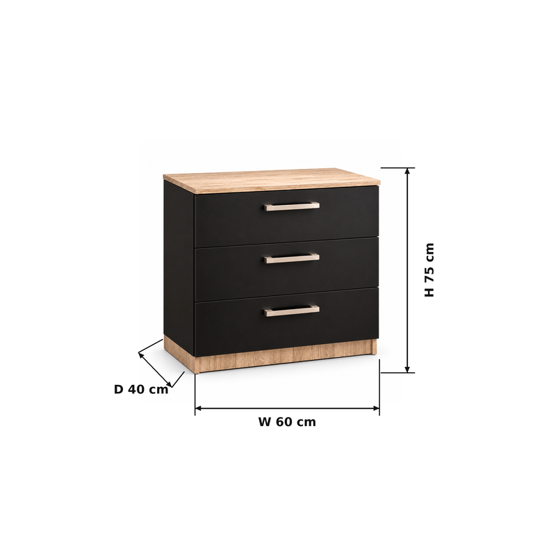 وحدة أدراج مودرن 60×40سم-أسود×خشبى RA110