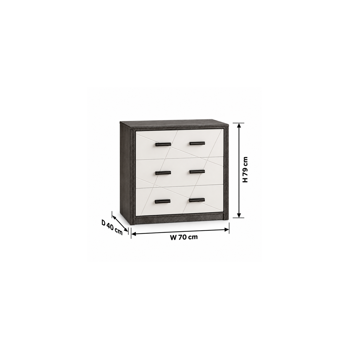 Modern drawer unit 70x40cm - white x black RA111