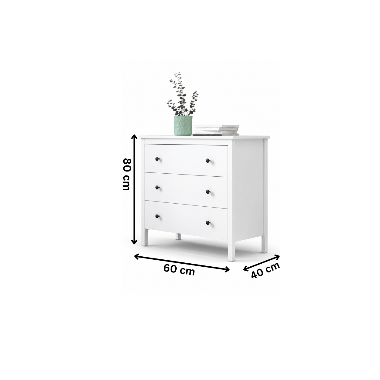 وحدة أدراج مودرن 60×40سم-أبيض RA123