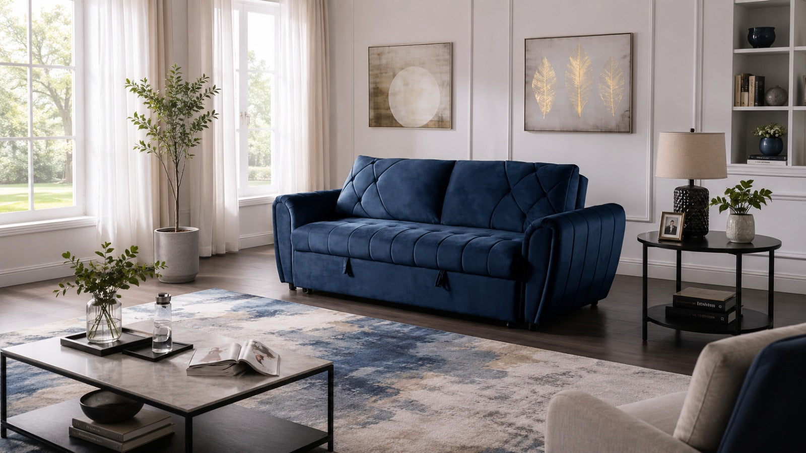 Sofa bed 220x140cm - Navy Blue RA-SF278