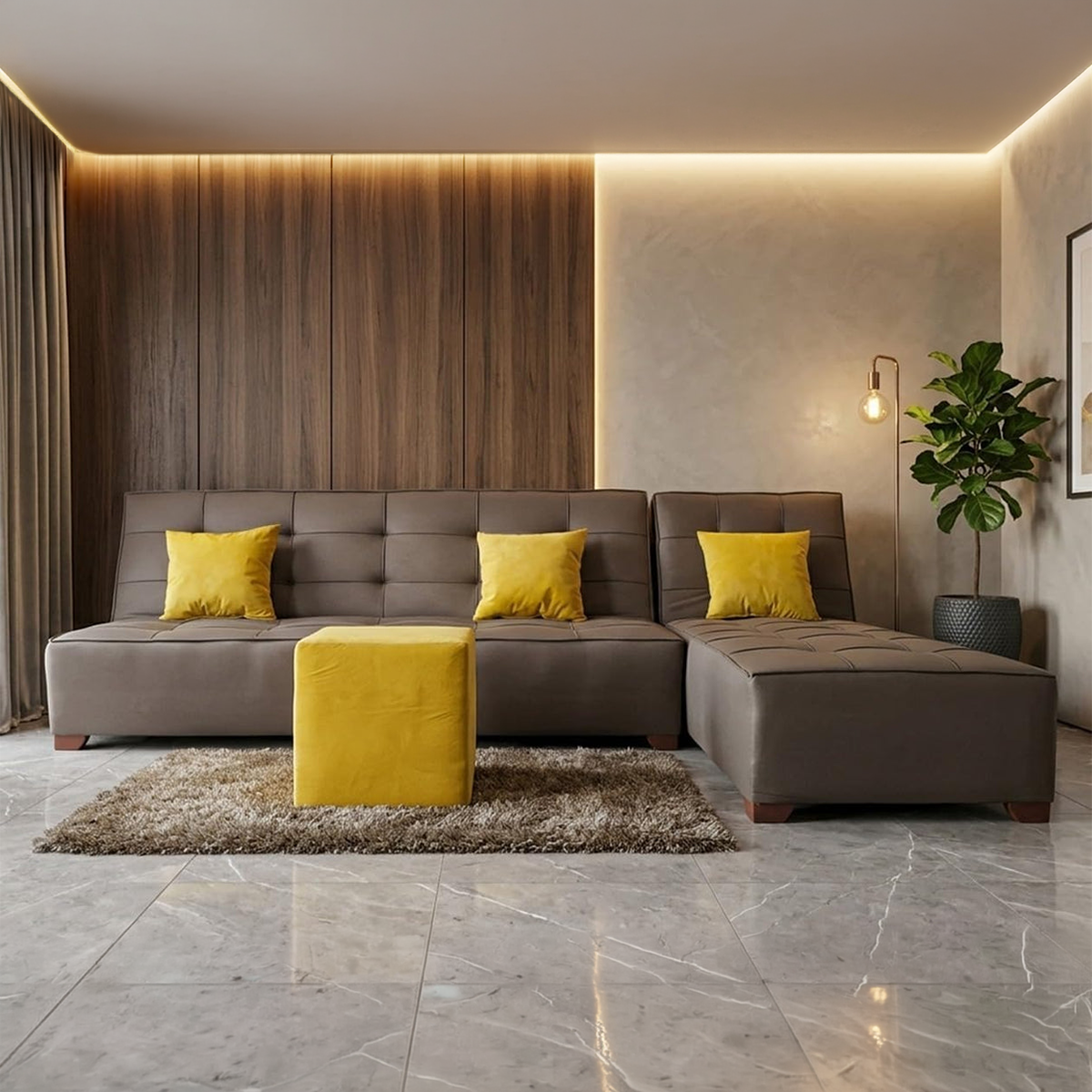 Modern L-Shaped Sectional Sofa - 300x200 cm - Brown - RA-Sf339
