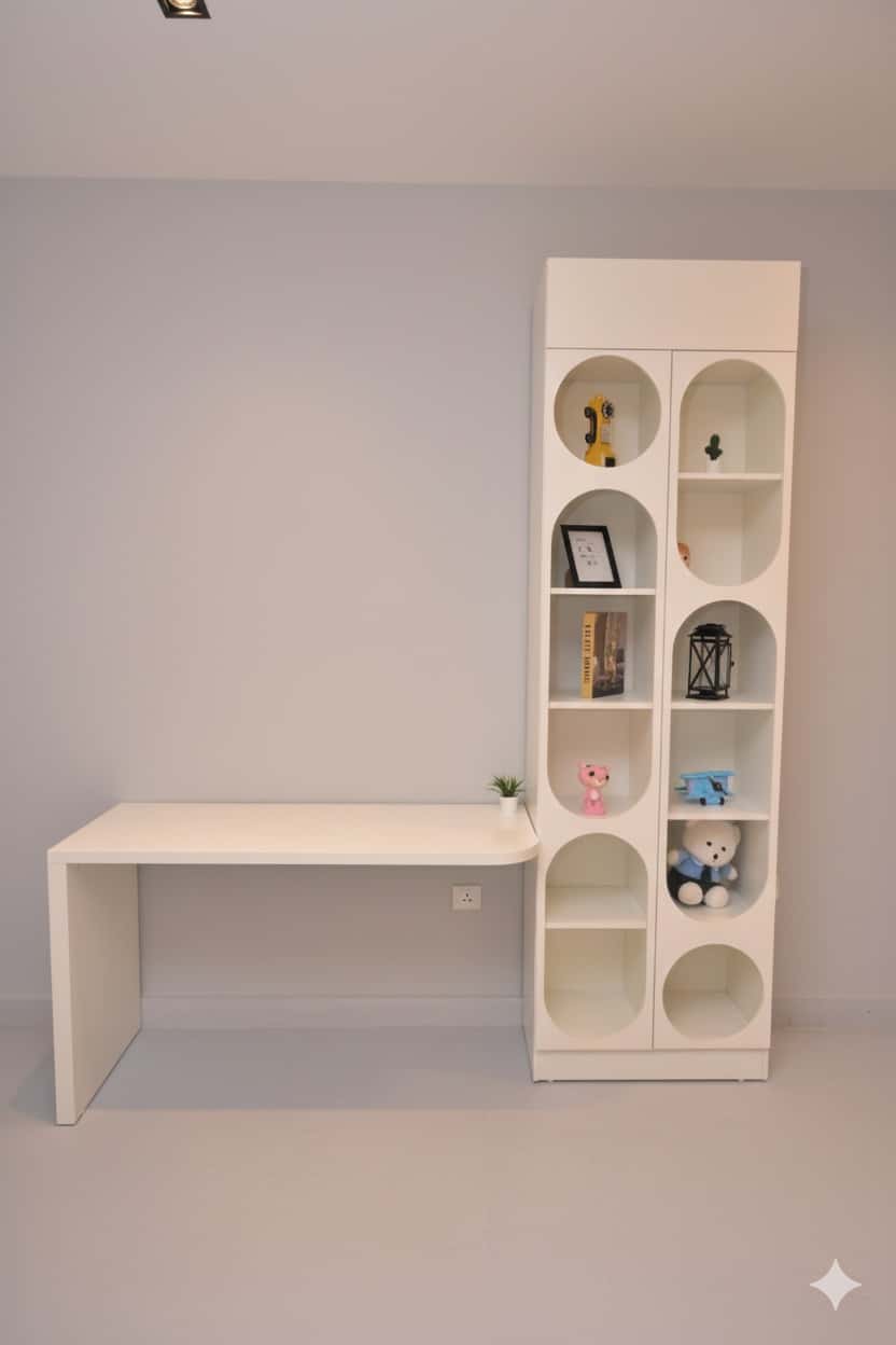 Modern desk + shelving unit - White RA-F73