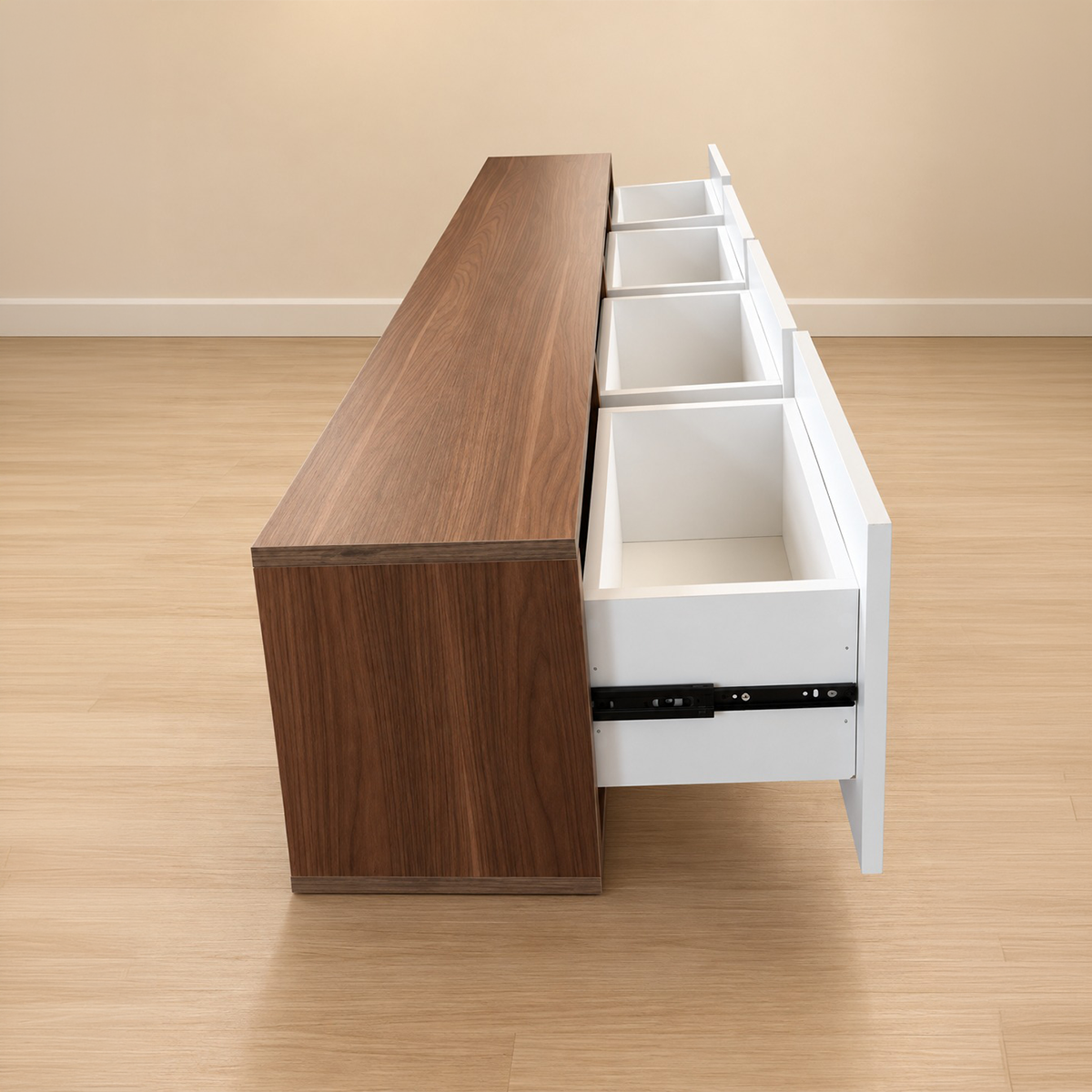 ترابيزه تلفزيون حائط 190×30سم-ابيض × خشبىRA-U74