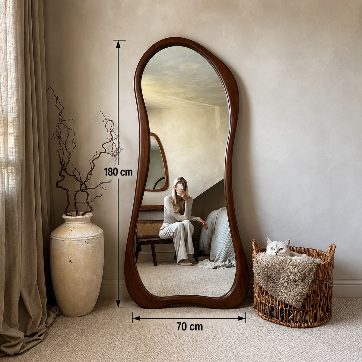 مرايا استاند- 180 × 70 سم -بني RA-M38
