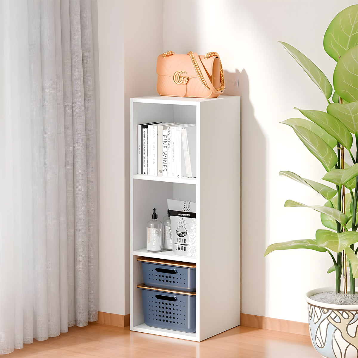 Modern Bookcase 30x90cm - White RA-mk74